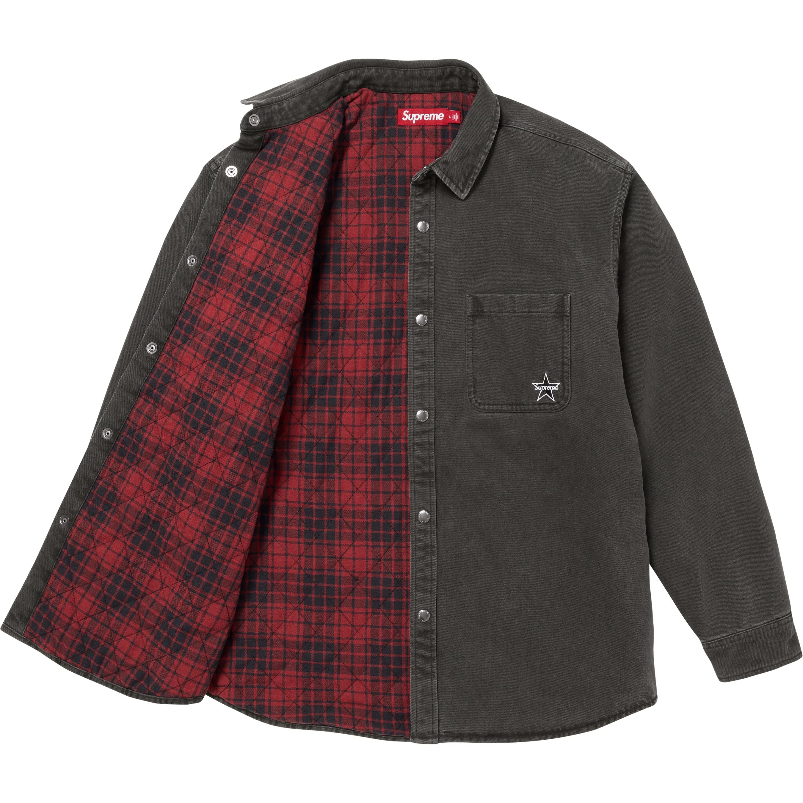 Quilted Lined Denim Snap Shirt view 11